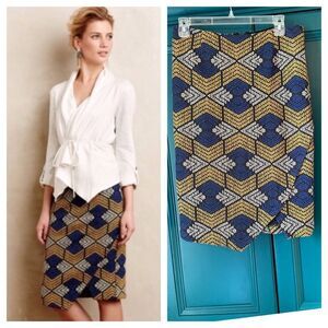 Maeve Anthropologie Kanara Multicolor Pencil Skirt Wm 6 Geometric Pattern Lined